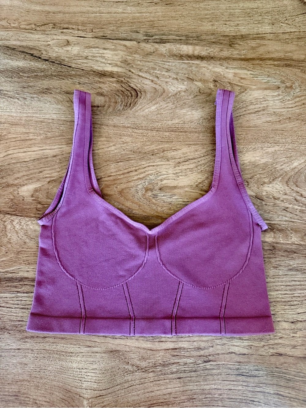 Free People Wide‎ Eyed Seamless Corset Style Bralette M/L Wine Pink
